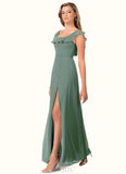 Aubrey A-Line Ruched Chiffon Floor-Length Dress SJSP0019657