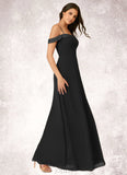 Caitlin Stretch Satin Off Shoulder Chiffon A-Line Dress SJSP0019784