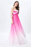 Elegant Ombre Light Plum Spaghetti Straps Sweetheart A-Line Chiffon Prom Dresses UK JS361