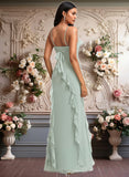 Mckenzie A-line Square Floor-Length Chiffon Bridesmaid Dress With Ruffle JLP0025735