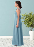 Allisson A-Line Ruched Chiffon Floor-Length Junior Bridesmaid Dress SJSP0019991