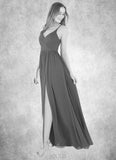 Rubi A-Line Pleated Chiffon Floor-Length Dress SJSP0019647