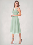 Lila A-Line Ruched Chiffon Tea-Length Dress SJSP0019740