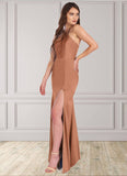 Clarissa Sheath Side Slit Stretch Satin Floor-Length Dress SJSP0019682