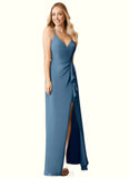 Perla A-Line Ruched Chiffon Floor-Length Dress SJSP0019789