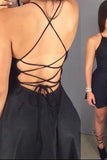 Black Halter Sleeveless Open Back Homecoming Dresses