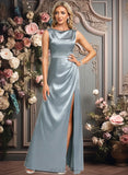 Shaylee A-line Scoop Cowl Floor-Length Stretch Satin Prom Dresses JLP0025878