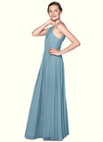 Arielle A-Line Pleated Chiffon Floor-Length Junior Bridesmaid Dress SJSP0020009