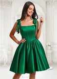 Phyllis Ball-Gown/Princess Straight Short Satin Homecoming Dress With Bow JLP0025645