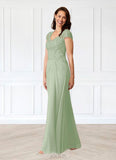 Maud A-Line Lace Chiffon Floor-Length Dress SJSP0019894