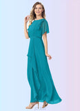 Aracely A-Line Pleated Chiffon Floor-Length Dress SJSP0019677