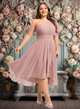 Luz A-line One Shoulder Asymmetrical Chiffon Bridesmaid Dress With Ruffle JLP0025819