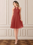 Kira A-Line Pleated Chiffon Knee-Length Dress SJSP0019737