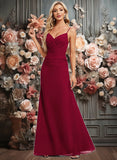 Elena Trumpet/Mermaid V-Neck Floor-Length Chiffon Bridesmaid Dress JLP0025825