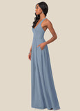 Jazlyn A-Line Chiffon Floor-Length Dress SJSP0019640