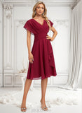 Mariah A-line V-Neck Knee-Length Chiffon Homecoming Dress With Ruffle JLP0025716