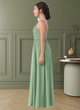 Ursula A-Line Pleated Chiffon Floor-Length Junior Bridesmaid Dress SJSP0019968