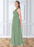 Charlize A-Line Pleated Chiffon Floor-Length Junior Bridesmaid Dress SJSP0019999