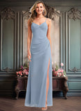 Annabelle A-line V-Neck Floor-Length Chiffon Bridesmaid Dress JLP0025726