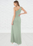 Haylee Sheath One Shoulder Mesh Floor-Length Dress SJSP0019635