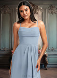 Kiana A-line Cowl Asymmetrical Chiffon Bridesmaid Dress With Ruffle JLP0025727