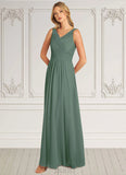 Kiley A-Line Pleated Chiffon Floor-Length Dress SJSP0019658