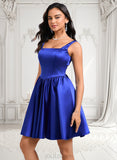 Lilith A-line Square Short Satin Homecoming Dress With Bow JLP0025672