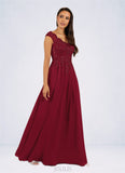 Eden A-Line Sequins Chiffon Floor-Length Dress SJSP0019842