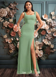 Madelynn A-line Square Floor-Length Chiffon Bridesmaid Dress With Bow JLP0025740