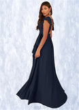 Ashly A-Line Pleated Viscose Floor-Length Dress SJSP0019727