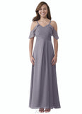 Kaia A-Line Off the Shoulder Chiffon Floor-Length Junior Bridesmaid Dress SJSP0020001