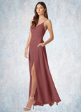 Coral A-Line Chiffon Floor-Length Dress SJSP0019687