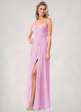 Nola A-Line Lace Chiffon Floor-Length Dress SJSP0019718