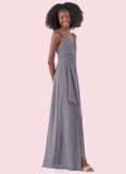 Salome A-Line Ruched Chiffon Floor-Length Junior Bridesmaid Dress SJSP0019984