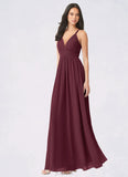 Martina A-Line Pleated Chiffon Floor-Length Dress SJSP0019693