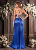 Daniella Trumpet/Mermaid Straight Floor-Length Stretch Satin Prom Dresses JLP0025845