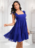 Lorena A-line Square Short Chiffon Homecoming Dress With Bow JLP0025665