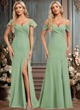 Jasmine Trumpet/Mermaid Off the Shoulder V-Neck Floor-Length Chiffon Bridesmaid Dress JLP0025810