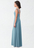 Valentina A-Line Ruched Chiffon Floor-Length Junior Bridesmaid Dress SJSP0020012