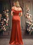 Daniela A-line Off the Shoulder Floor-Length Stretch Satin Bridesmaid Dress JLP0025757