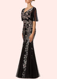 Araceli Mermaid Sequins Tulle Floor-Length Dress SJSP0019927