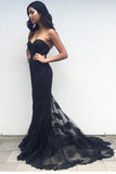 Black Trumpet Court Train Sweetheart Sleeveless Mid Back Prom Dresses