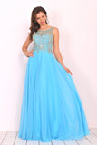 Prom Dresses Scoop Chiffon With Beading A Line Zipper Up