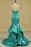 New Arrival Sweetheart Prom Dresses Mermaid Beaded Waistband Satin