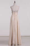 Sweetheart A Line Prom Dresses Beaded Bodice Chiffon Floor Length