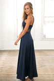 Evening Dresses A Line Spaghetti Straps Chiffon With Slit Floor Length