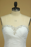 Plus Size Sweetheart Wedding Dresses Ruched Bodice Organza With Beading