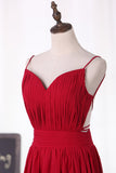 Sexy Open Back Spaghetti Straps Prom Dresses Chiffon With Ruffles A Line