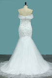 New Arrival Off The Shoulder Mermaid Tulle & Lace With Beads Wedding Dresses