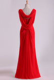 Red Evening Dresses Scoop Mermaid/Trumpet Red Sweep Train